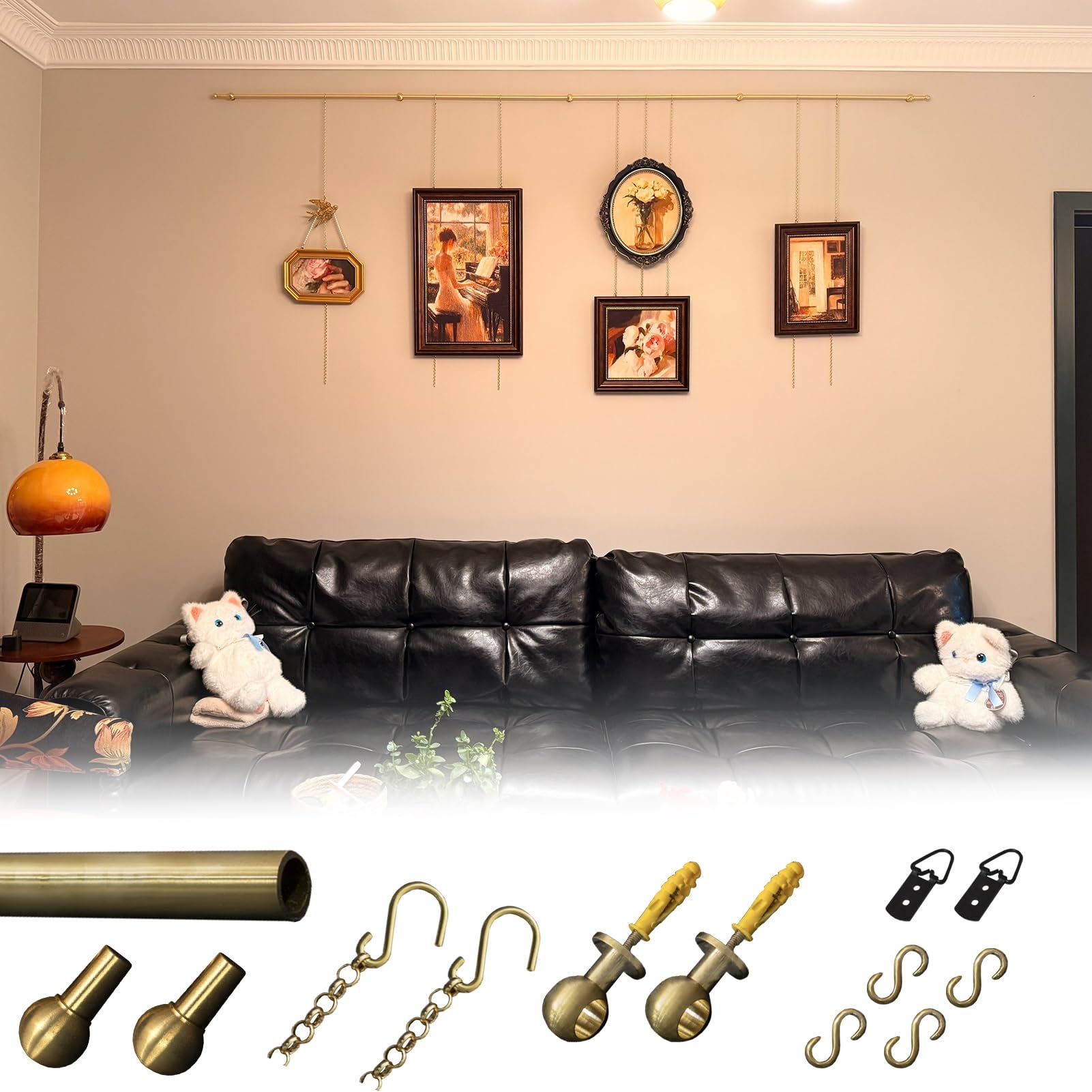 Kit de decoración de pared con anillos en D y tapones para fotos, espejos y obras de arte