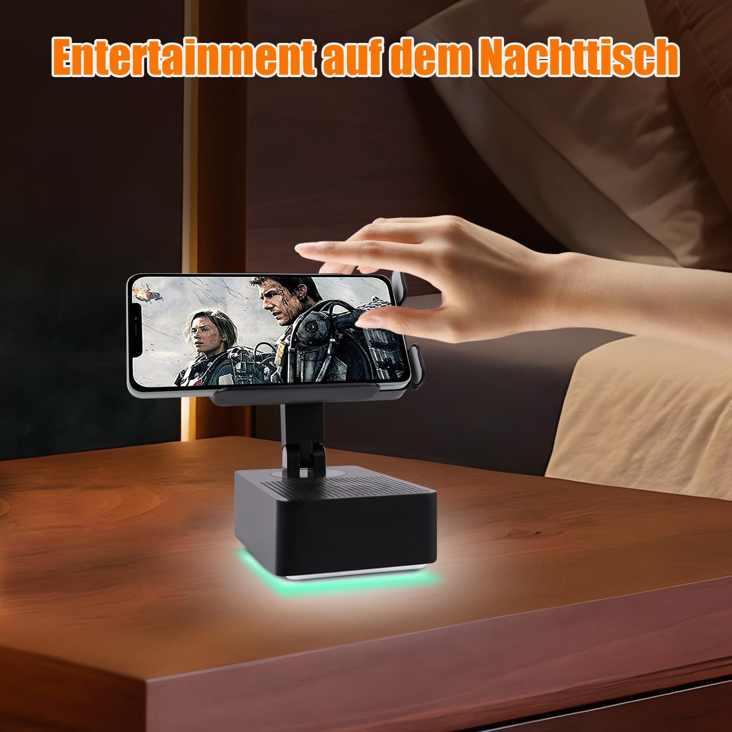 EDUPLINK Altoparlante Bluetooth con supporto per cellulare, induttivo e regolabile a 270°, per smartphone, altoparlante per cucina, ufficio, anziani, regalo per uomini (nero)