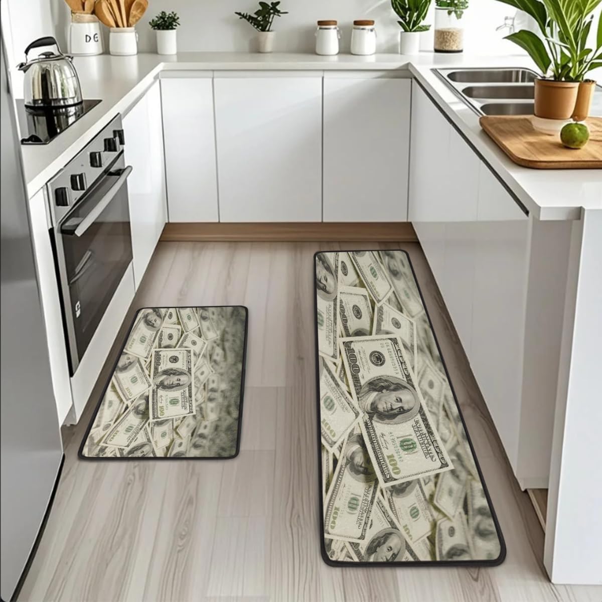 Anti Fatigue Spread 100s Kitchen Mats for Floor 2 Piece Set, Waterproof Non Slip Boho Kitchen Floor Rugs, Comfort Standing Mat for Sink Laundry & Home Kitchen 17"x47"+17"x29"