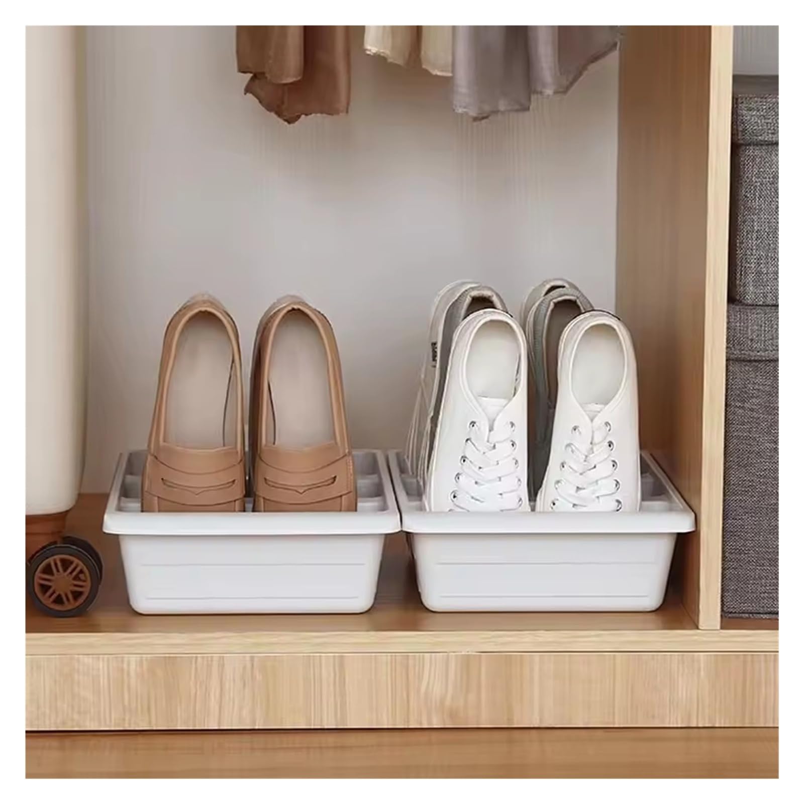 1–10 Stück platzsparender stapelbarer Schuhregal-Organizer, großes Schuhregal, Schrank, Trendige Wohnheim-Aufbewahrungsbox, unverzichtbar for die Vermietung(Dark Grey 5pcs)