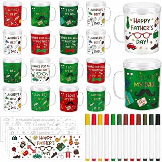 Umigy 18 Set Color Your Own Mugs Craft Sets Gifts Bulk DIY Painting Coffee Cups Kit for Holiday Birthday Gift Supply