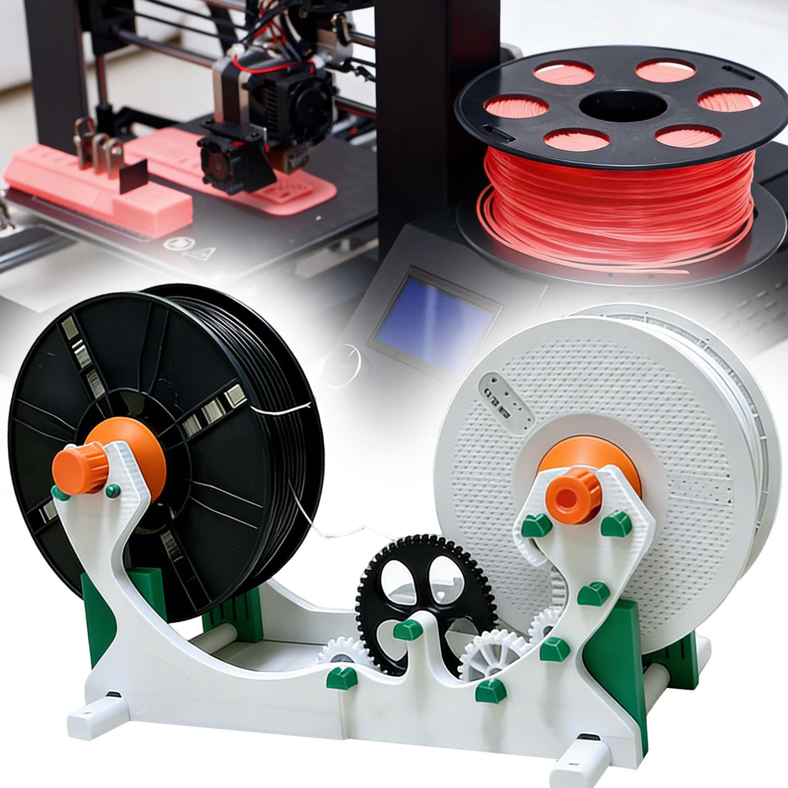 KJZQXYX 3D Filament Respooler, Electric Spool Rewinder, Welding Thread Winder, Smart Start and Stop, Wrap Neatly Without Tangling, For 1kg Spools