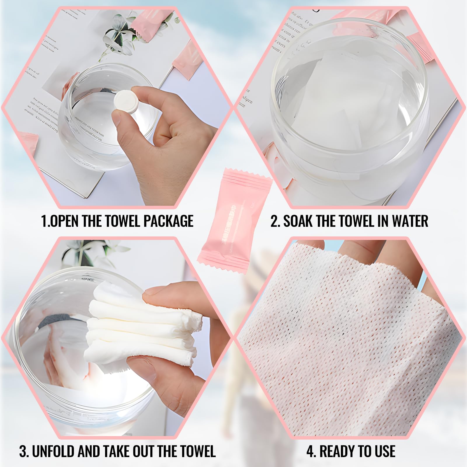 100 Serviettes Compressées Jetables Biodégradables - Format Tablette, Ultra-absorbantes - Pour Voyage, Camping, Sport