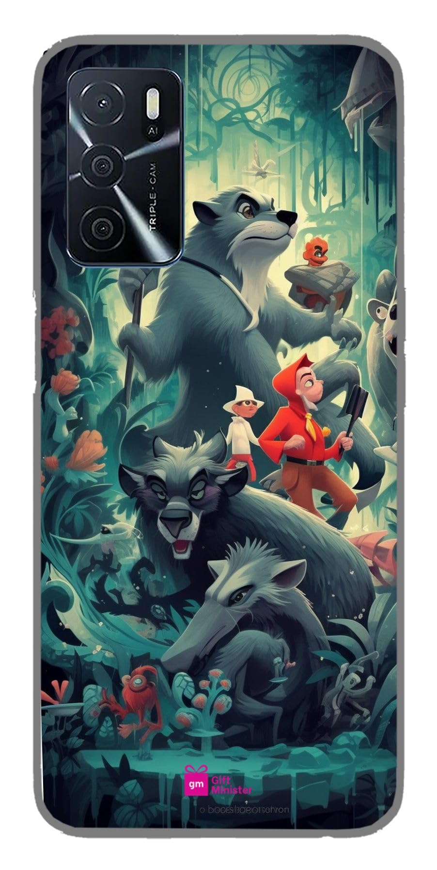 Gift Minister Silicone Designer Cover For Oppo A16 Brownnone - Wild Animal Jungle Book Illustrations Aquamarine Gray Stylish Costume Red Tex Avery Antiform Shockproof Protective Lightweight 1Pcs 16963