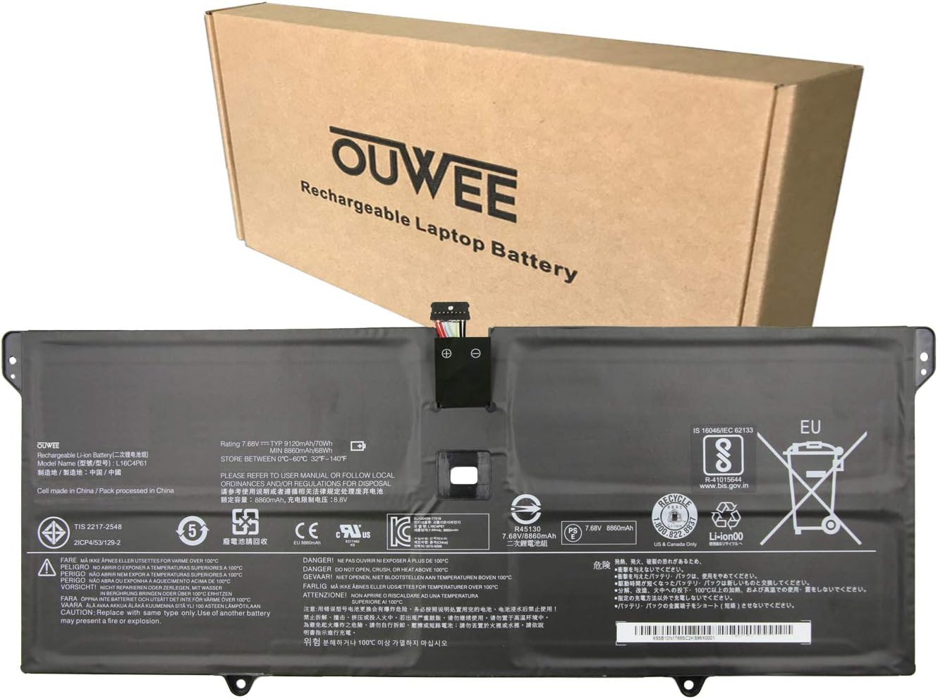 K KYUER 70Wh L16M4P60 L16C4P61 Batterij voor Lenovo Ideapad Flex Pro-13IKB Yoga 920-13IKB Glass 80Y7 80Y8 Series 80Y7002FFR 80Y700BNPB 80Y700G7PB 80Y70030GE 80Y8001BGE 80Y80029GE 80Y70034GE 80Y70040MZ