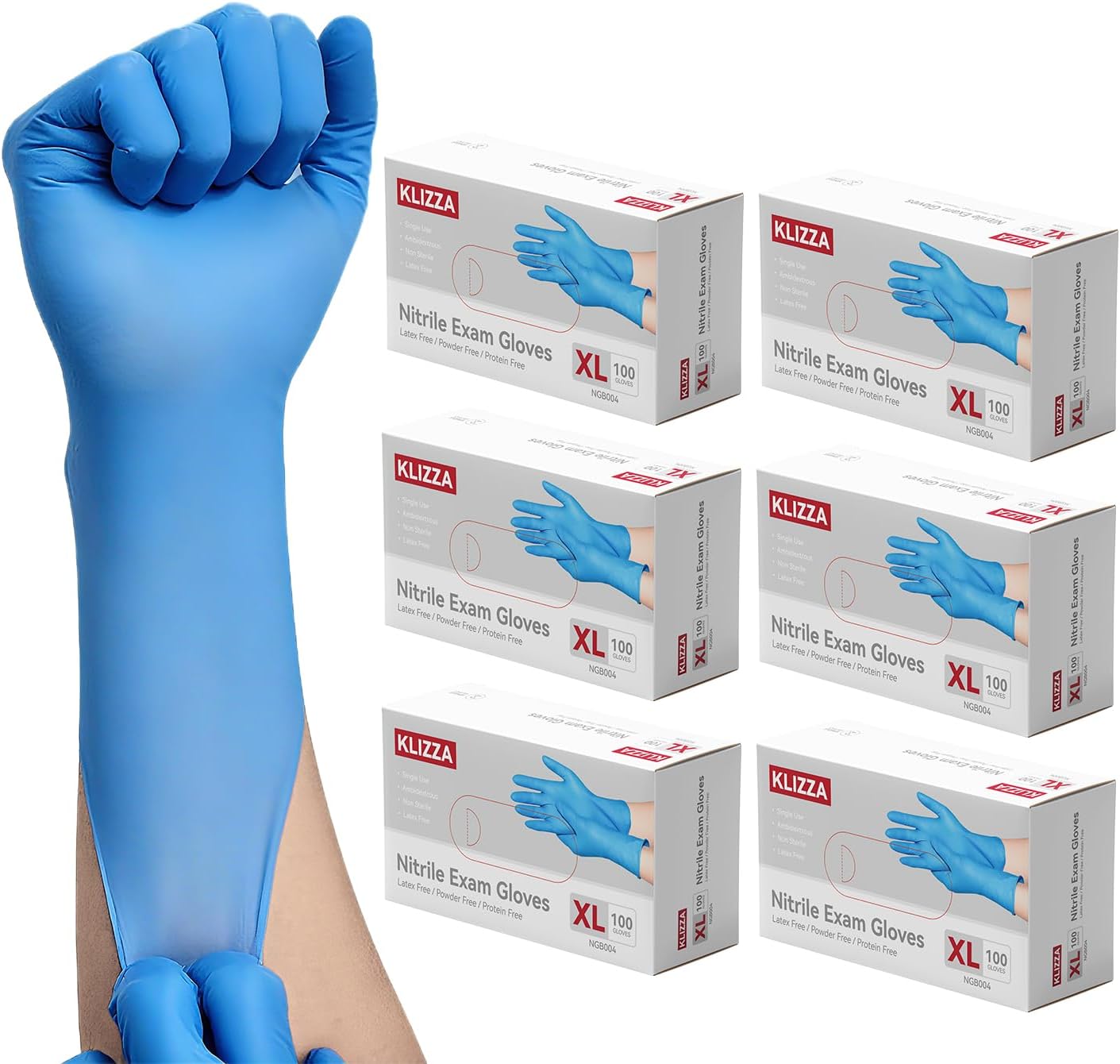 Blue Nitrile Gloves Disposable, Latex & Powder Free, Safe Gloves for Food Cooking Kitchen Cleaning Healthcare Salons