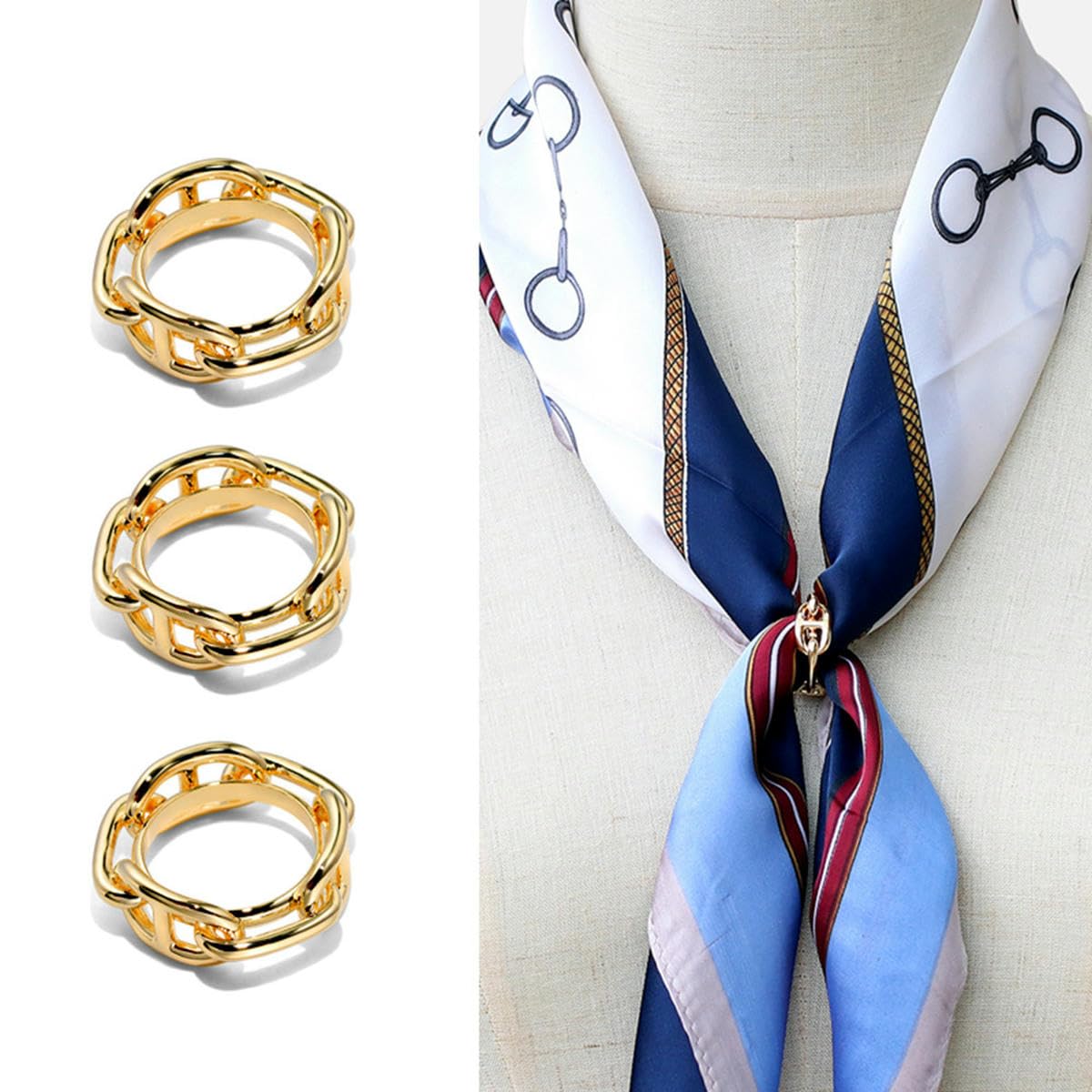 Schalschnalle 2 Stück Runder Seidenschal Quadratischer Schal Schnalle Accessoire Kleidung Geknotete Schnalle Trenchcoat Schalschnalle Gold