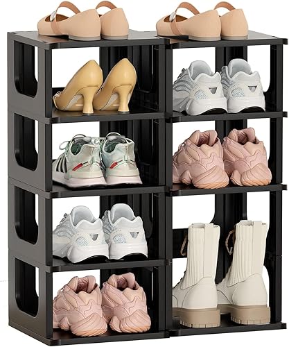 Miniatura 13 de HAIXIN Zapatero de 5 niveles, soporte de almacenamiento de zapatos duradero que ahorra espacio para armario, entrada, pasillo, dormitorio, baño, Gris