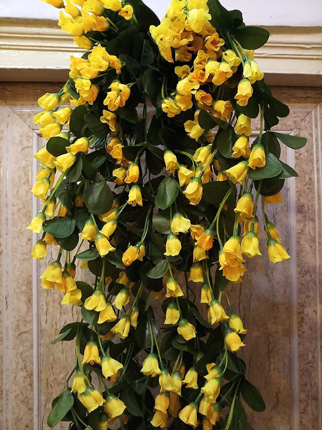 VRCT Yellow Make in India Hanging Artificial Orchid Flowers Bunch for Home Decoration Wedding Decoration