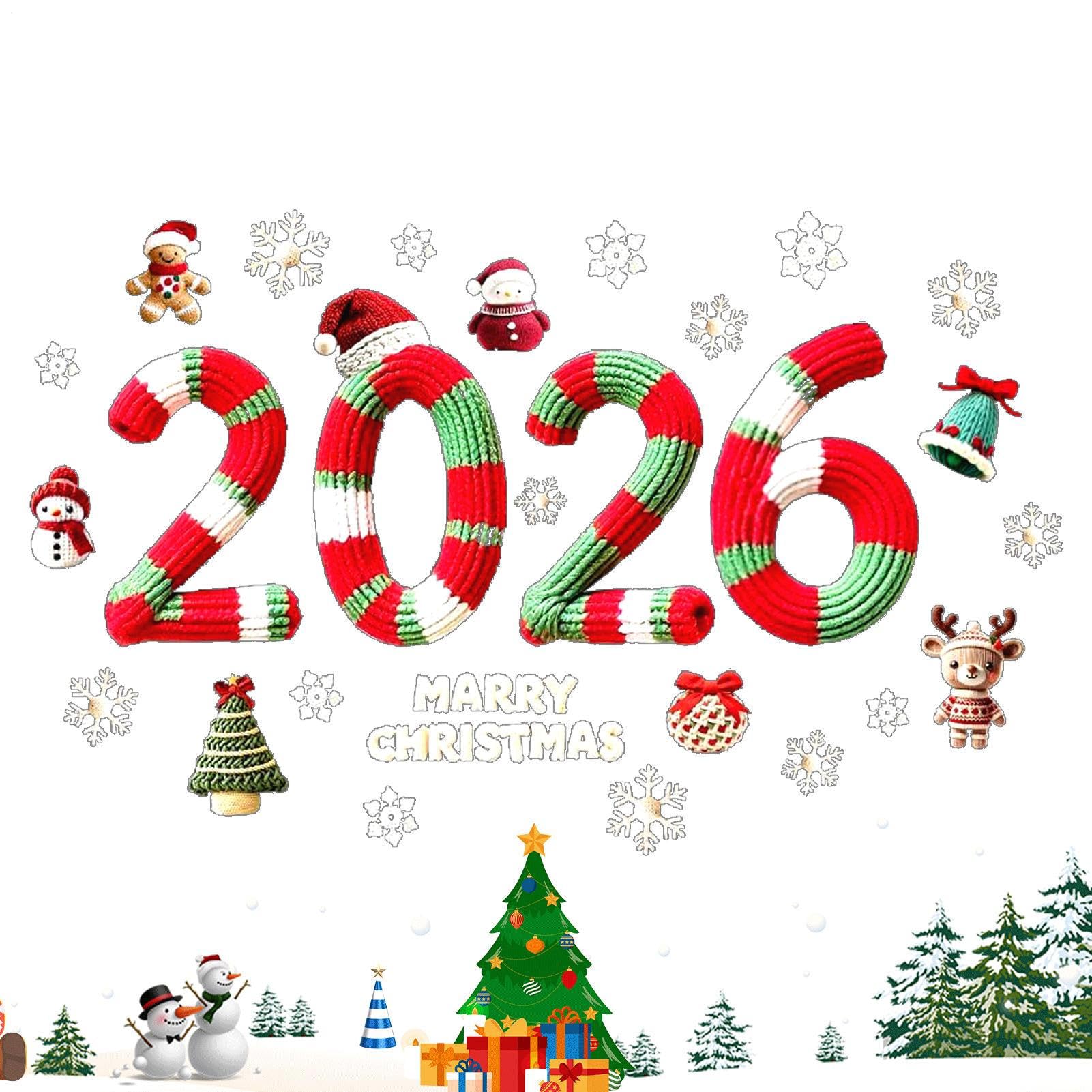 Aufkleber für Weihnachtsfenster – statische Aufkleber für Weihnachtsfenster, Zahlen 2026, Dekoration, abnehmbar, Haus, Büro, Schaufenster, Restaurant, Klassenzimmer, Innen- und Außenbereich