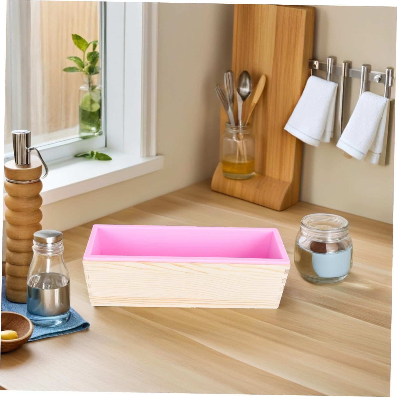 Garneck Kastenform mit Deckel aus Holz und Silikon Antihaftbeschichtete Brotbackform Toastform für Ofen Mehrzweck-kuchenform für Käsekuchen Sandwiches und Seifenherstellung