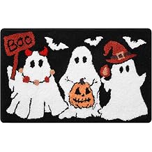 Ghost Bath Mat 16x24 Inch, Soft and Absorbent Tufted Halloween Bathroom Rug Non Slip Washable, Halloween Bathroom Boo Decor Rug Holiday Decorations