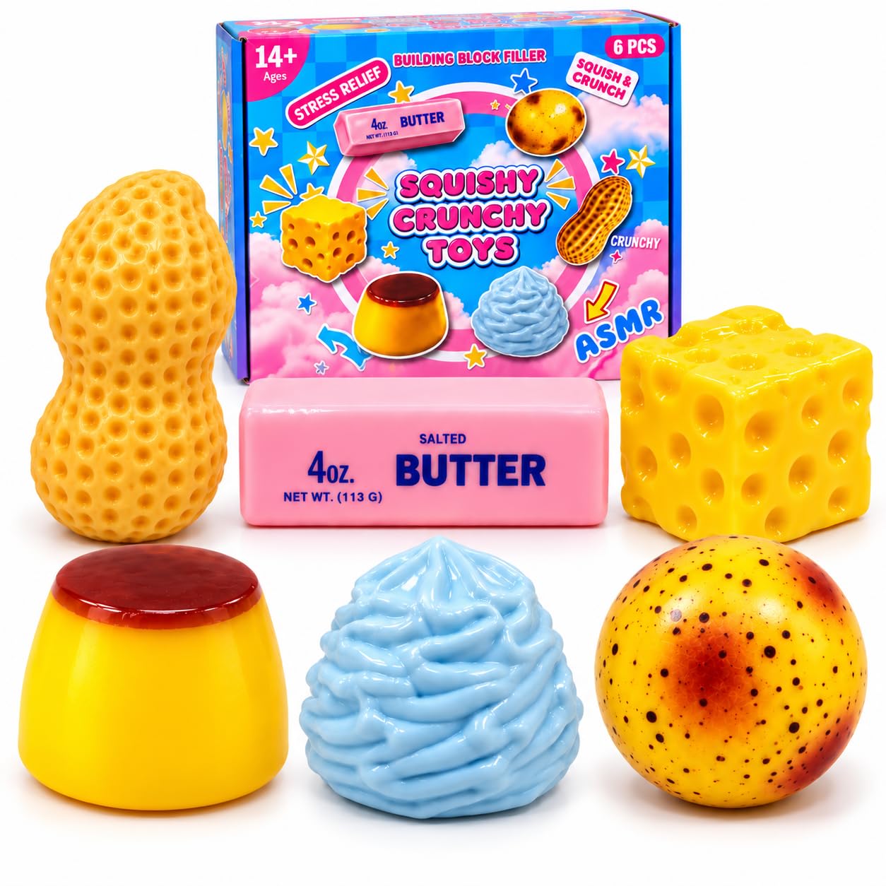6 PCS Crunchy Squishy Box, Squishy Toys, Squishy Set for Stress Relief