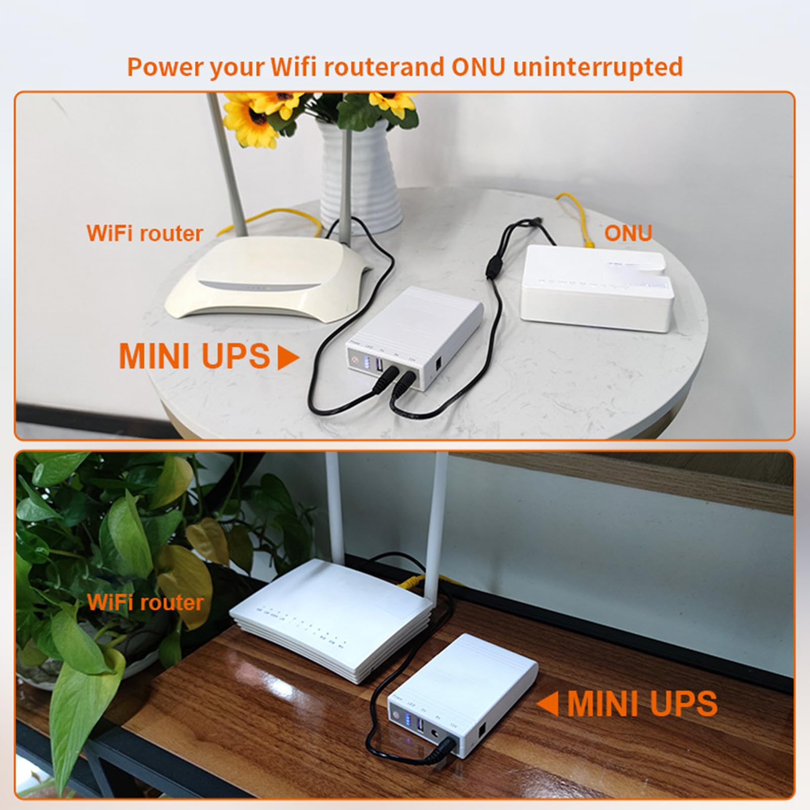 24W 5V 9V 12V Gruppo di continuità Adattatore di Alimentazione di Backup 10400mAh Gruppo di continuità per WiFi Router Modem Backup Power