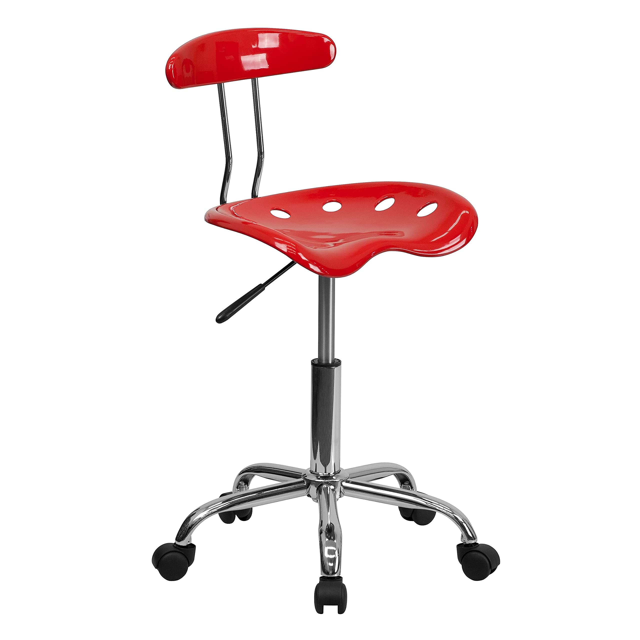 Flash Furniture Elliott Vibrant Cherry Tomato and Chrome Swivel Task Office Chair with Tractor Seat