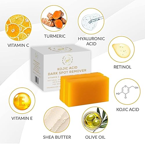 Miniatura 7 de KOJIC - Jabón de ácido kójico original para eliminar manchas oscuras (paquete de 2 W/bolsa), auténtico jabón de ácido kójico para blanquear el