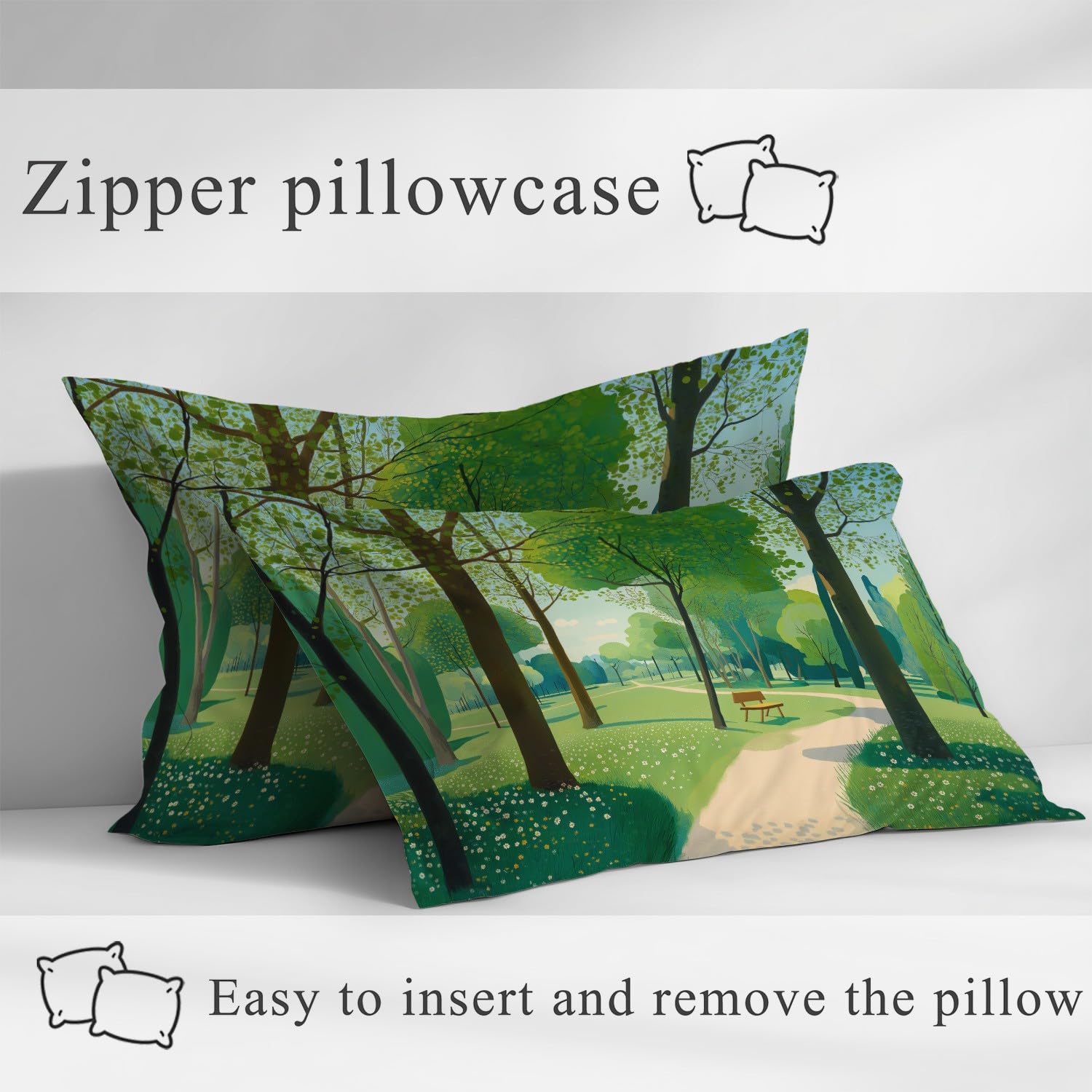 Kojący Nowoczesny Miękki Zestaw Pościeli Słoneczne Rośliny Drukowana Poszwa na kołdrę 160 x 200 x 30 Adult Park Trail Trwała Hipoalergiczna Poszwa na kołdrę z poszewkami na poduszki