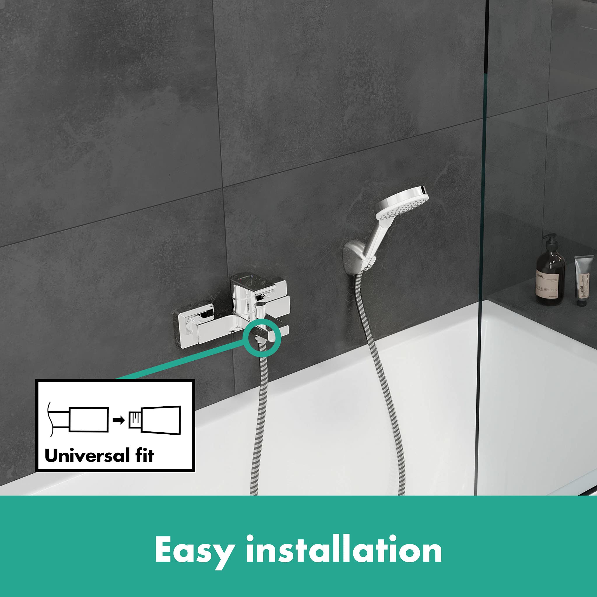 hansgrohe Vernis Shape - Jednouchwytowa bateria wannowa natynkowy do 2 odbiorników, armatura łazienkowa z długością wylewki 16,6 cm, chrom, 73445140