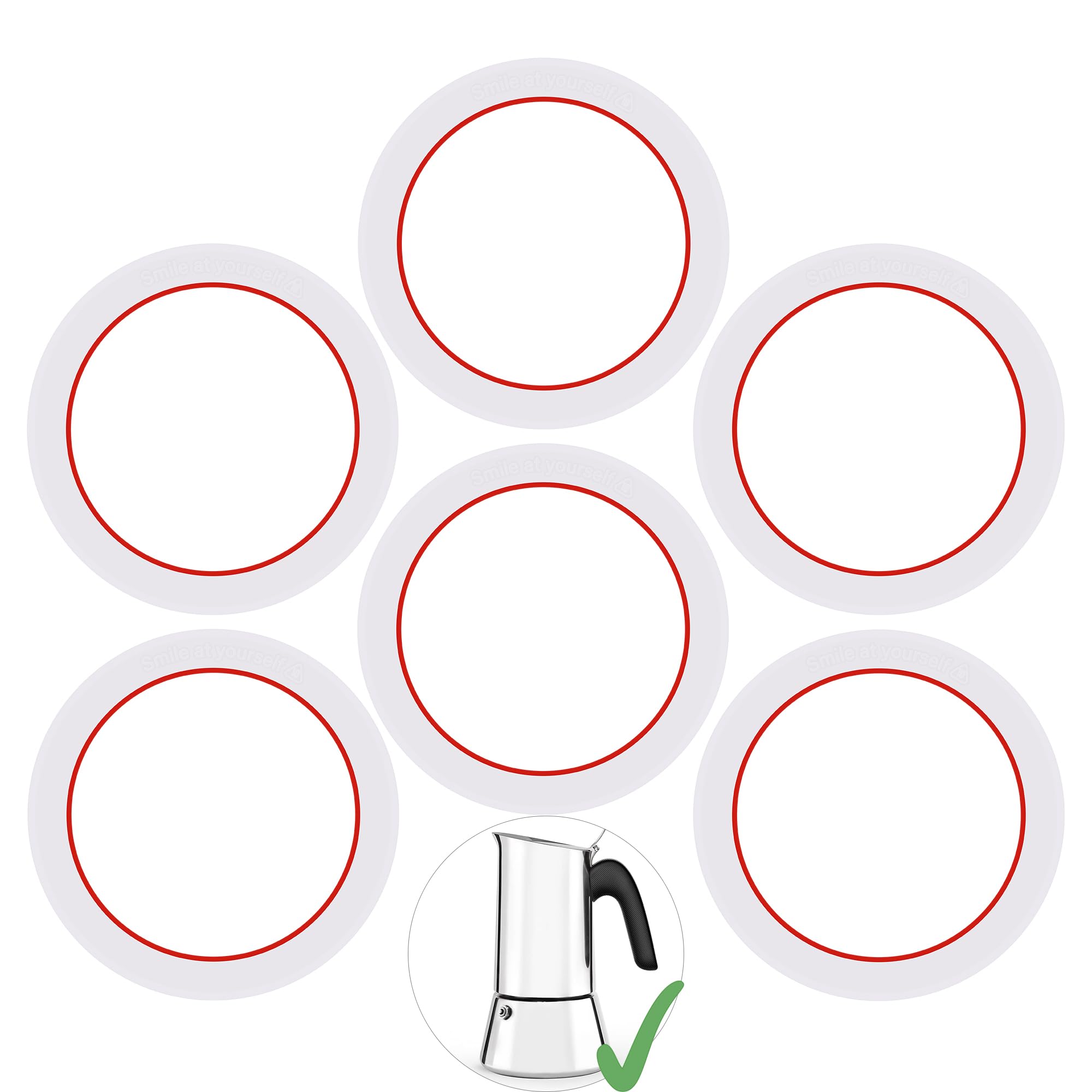 [UPGRADED] Sealing Gasket for Bialetti New Venus Induction 10 Cups (15.5Oz 460ML) Stovetop Espresso Maker-6 PCS Silicone Seal Ring for Venus Kitty