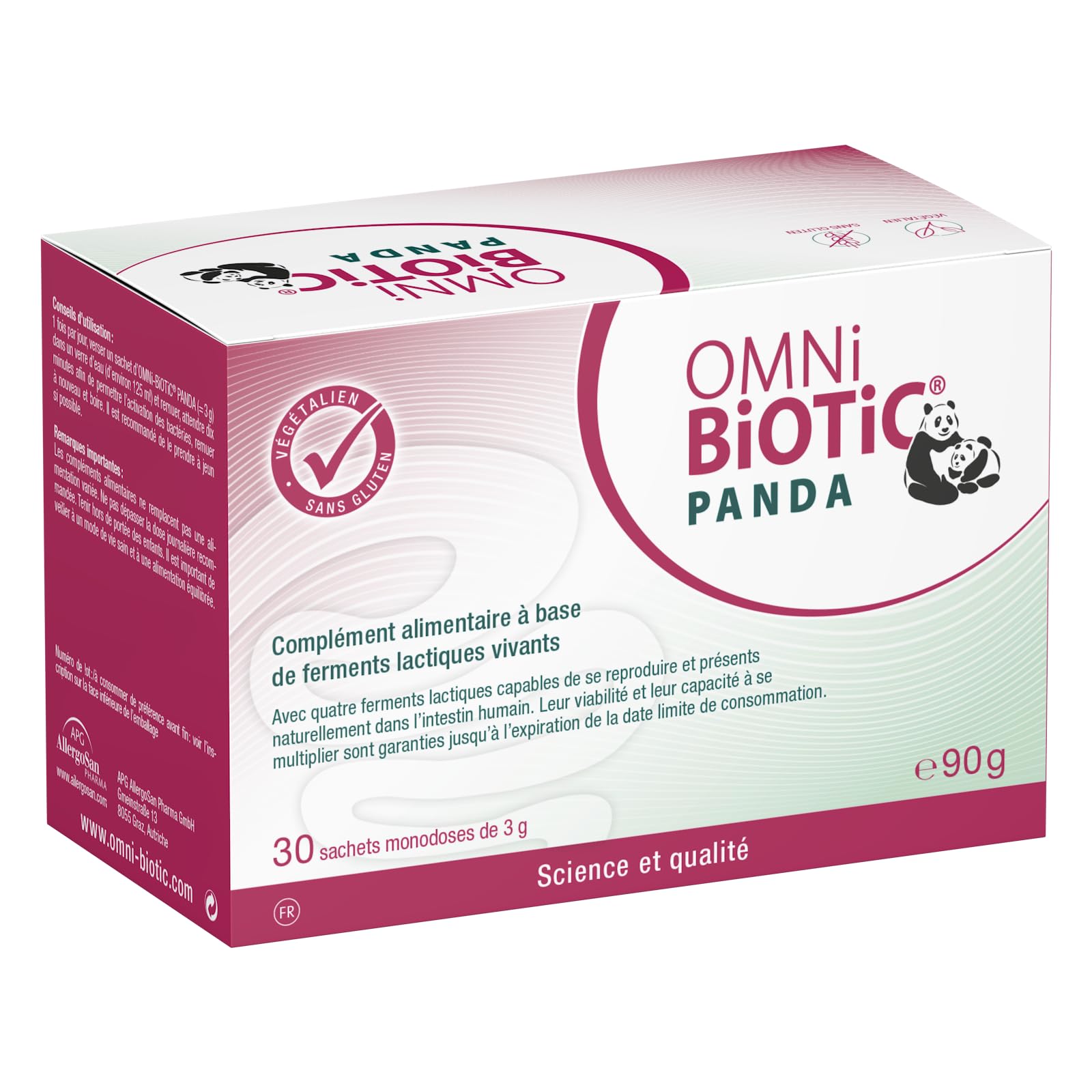 OMNi-BiOTiC PANDA | Probiotique bébé & femme enceinte | Flore intestinale | 4 souches bactériennes | 3 milliards d’UFC par dose journalière | 30 sachets | En poudre
