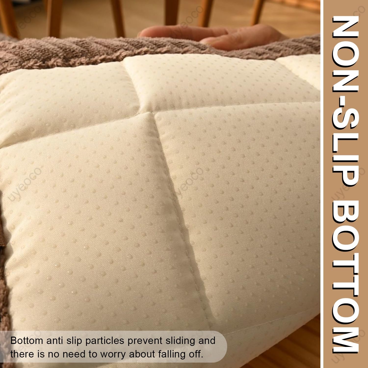 Podkładka na ławkę zewnętrzną do leżaków i huśtawek – antypoślizgowa nakładka (brzoskwiniowa, 48 x 180 cm) - futro do wewnątrz/na zewnątrz, pasuje do 48/40/60/54/36 x 40,6/45,7/30,5/35,6 cm
