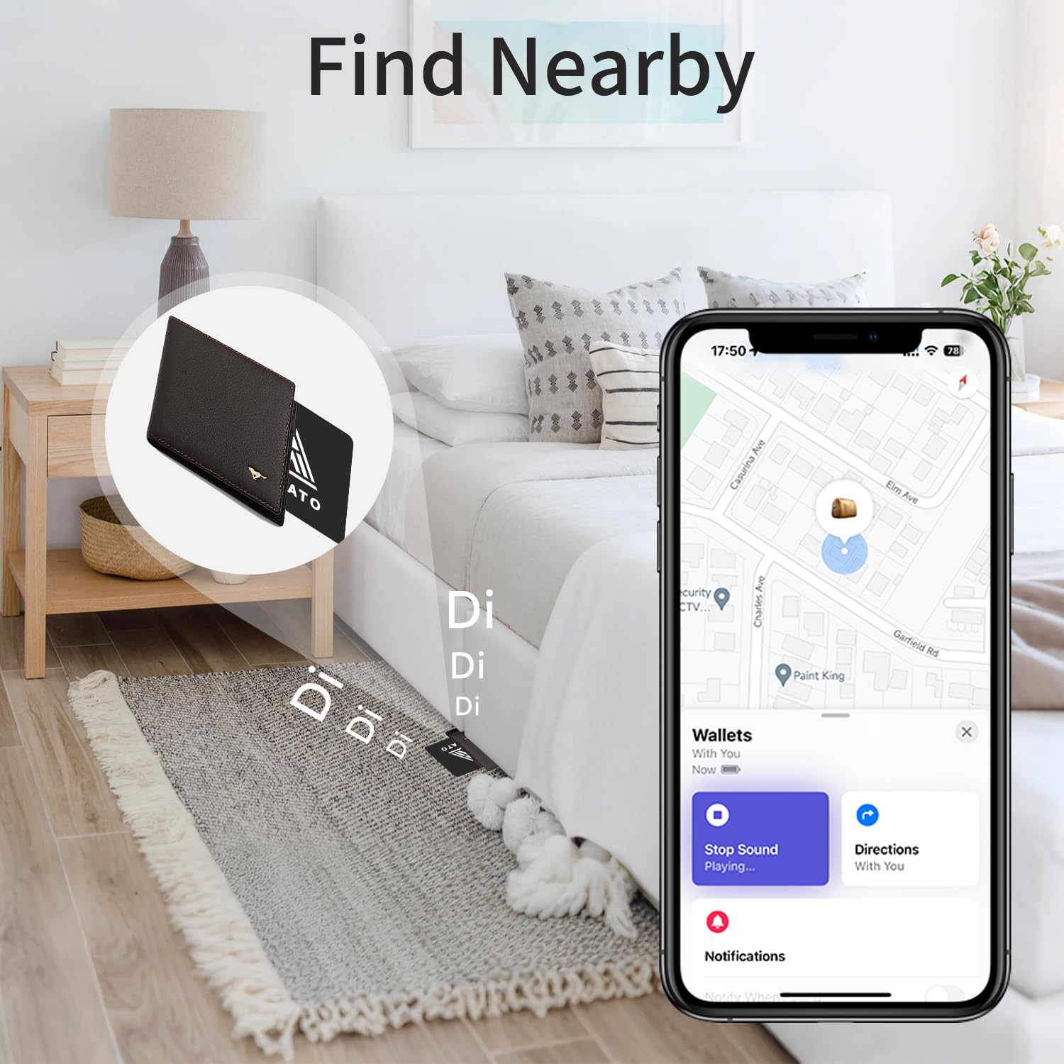 Wallet Tracker Card, Key and Item Locator IP68 Waterproof Find Nearby Far Away iOS Only Work with Apple FInd My App Rechargeable Phone Finder for Keys, Bags More