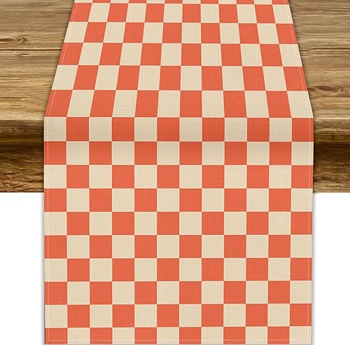 Miniatura 12 de Camino de mesa ondulado de los años 70, retro, hippie abstracto, vintage, verde, rosa, con estampado de ondas para el hogar, cocina, comedor, patio,