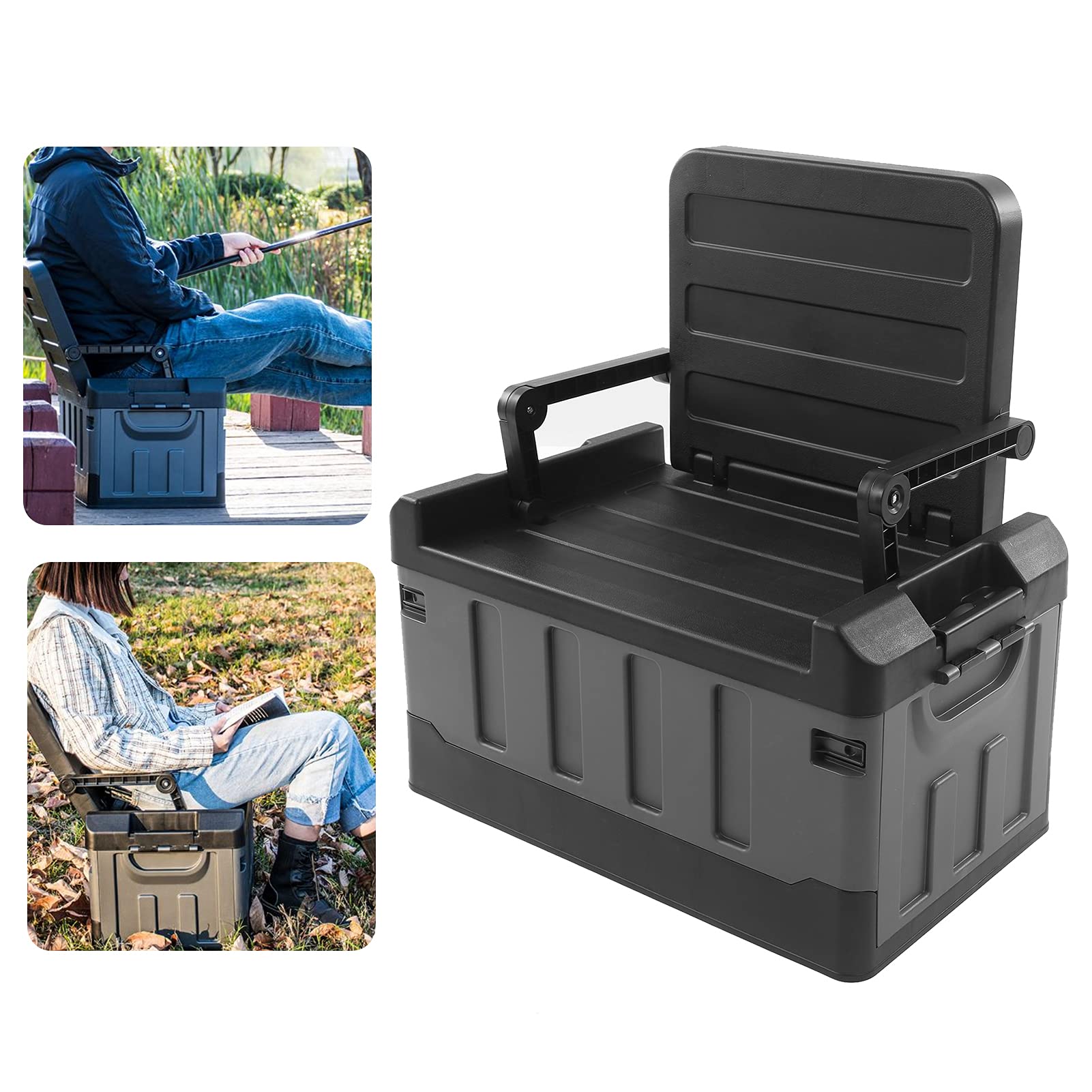 Scatola Portaoggetti Pieghevole 2 in 1, Organizer Bagagliaio Auto con Sedia, 70 Litri, Capacità 200 Kg