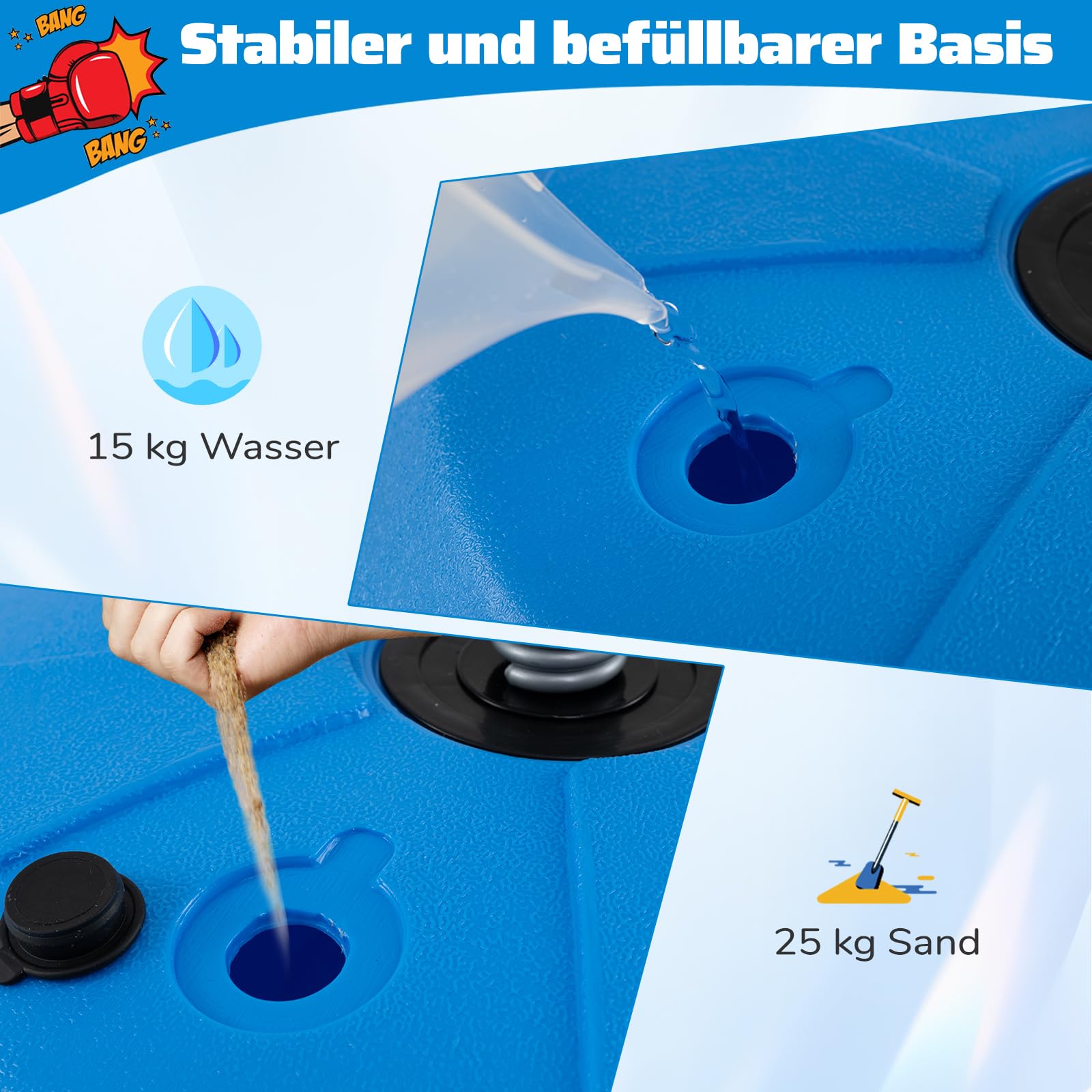 GOPLUS Juego de Saco de Boxeo, Altura Ajustable 120-154 cm, Saco de Boxeo de Pie con Guantes de Boxeo, Bomba y Base Rellenable, Punchingball para Niños y Adultos, para Ejercicio o Entrenamiento