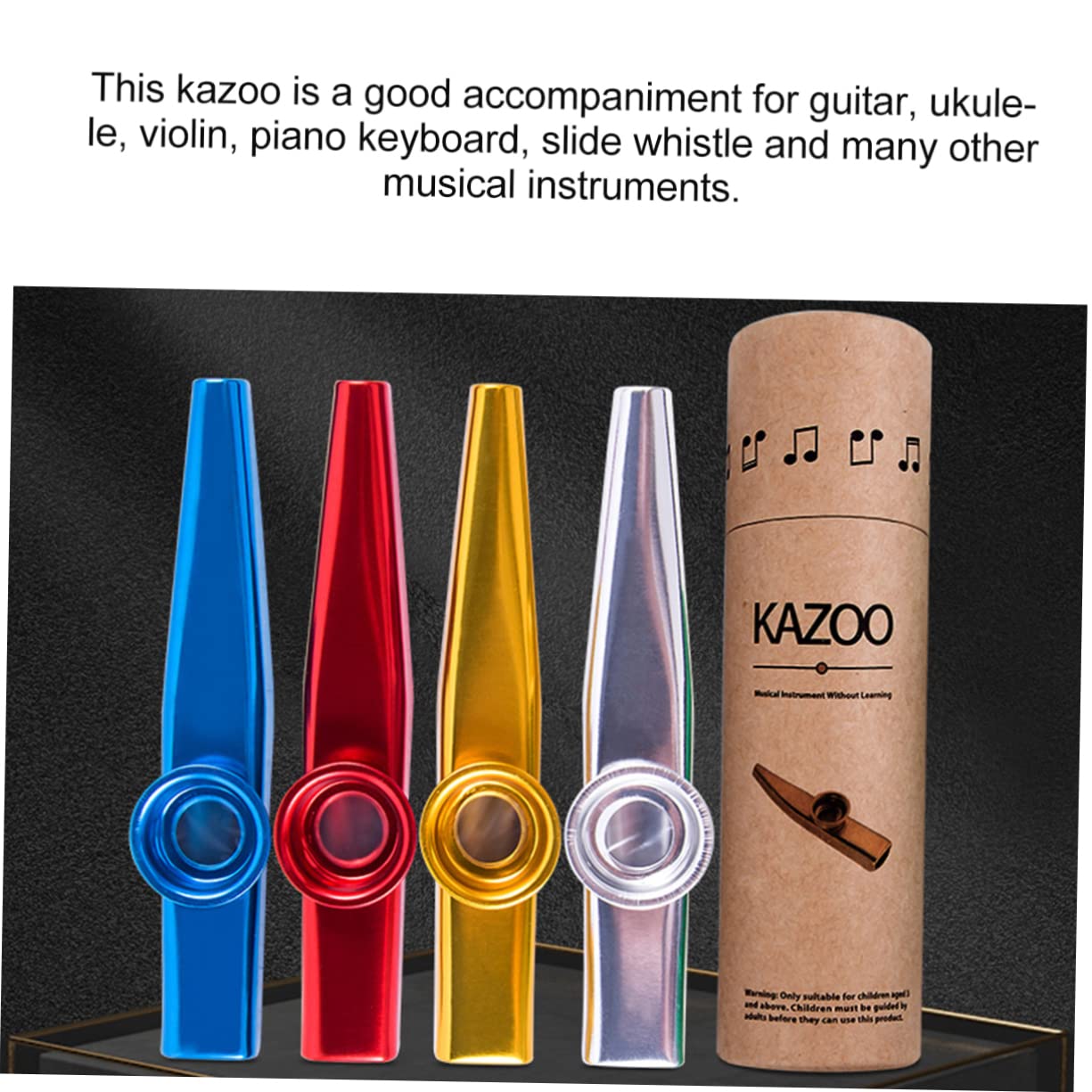 Holibanna 2 Sets Metal Kazoo Kids Musical Instrument Guitar Accompaniment Kazoo for Adults Kids Party Favors