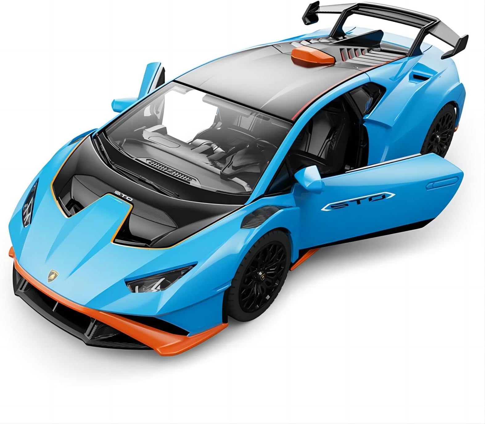 RASTAR 64300 1/32 Lamborghini Pull Back Metal Toy Car - Officially Licensed Lamborghini Huracan STO Model Car for Play and Display - Ideal Gift for Kids - Blue