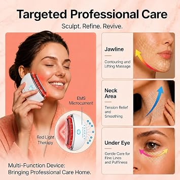 MEHYA Advanced Facial Massager Professional Electric Gua Sha & Face Sculpting Tool with Heat, Vibration & Micro-Current for Face & Neck Lifting, Firming, Depuffing and Lymphatic Drainage, White