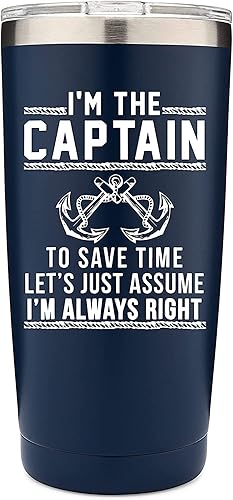Miniatura 2 de Vaso de barco con tapa con la frase "I'm The Captain & I'm Always Right", regalos para hombres, divertidos regalos de barco, regalo para amantes de