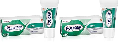 Miniatura 14 de Super Poligrip Crema adhesiva sin zinc para dentaduras postizas y parciales, 2.4 onzas (paquete de 4)
