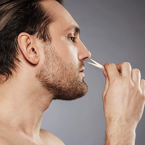 Miniatura 4 de Mudder Paquete de 3 tijeras de nariz pequeñas para recortar el vello facial, mini belleza de acero inoxidable para aseo de cejas, nariz, bigote,