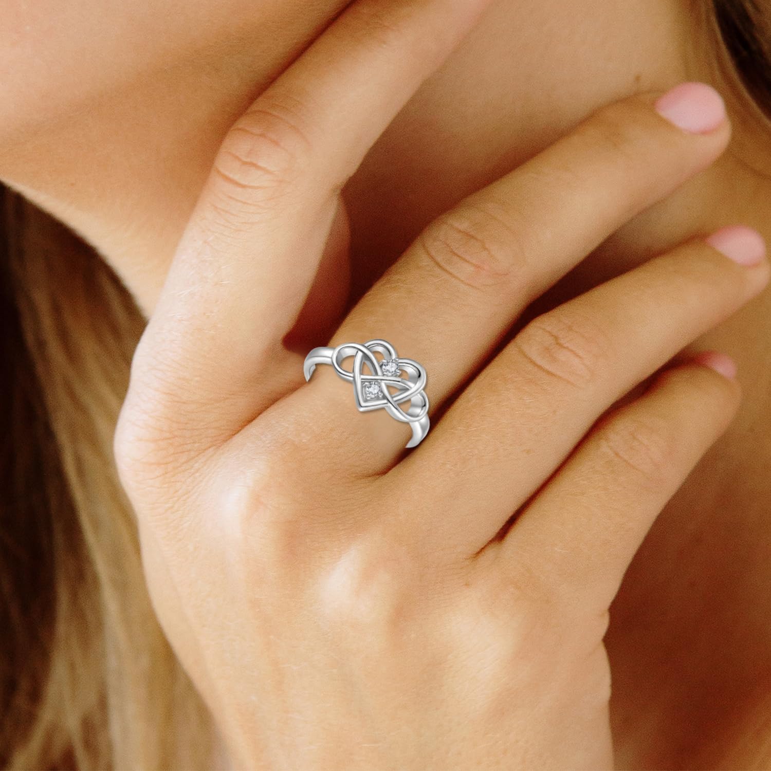 925 Sterling Silver Rings for Women Infinity Heart Promise Ring Love Knot Ring with Cubic Zirconia Jewelry Annivsary Christmas Gifts Size 5-10 - Image 5