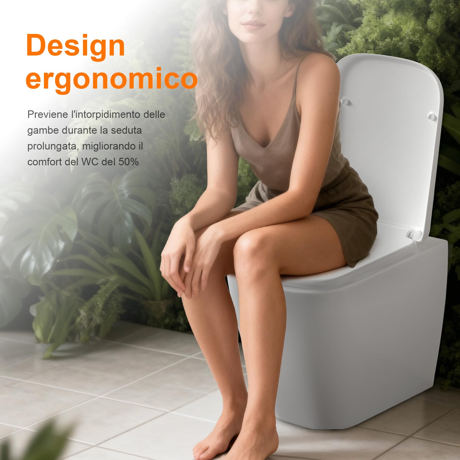 GRIFEMA Copriwater Universali, Tavoletta WC Quadrata con Funzione di Sgancio Rapido, Sedile WC Urea-Formaldeide Materiale Antibatterico, Facile da Pulire, 46.1 * 5.3 * 35.1cm, Bianco