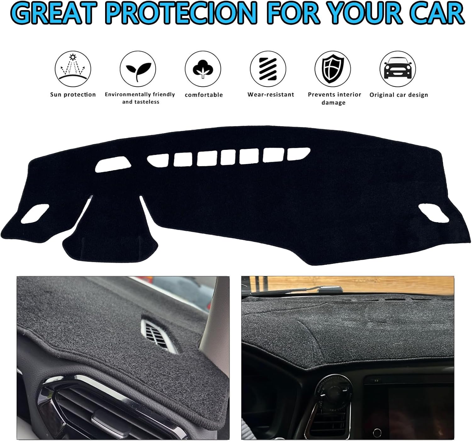 Dash Cover Mat for 2024 2025 2026 Chevrolet Chevy Trax Dashboard Cover Mat Dash Carpet Protector Custom Fit Center Console Cover Sunshade Protector Trax Accessories Pad No Glare (Black)