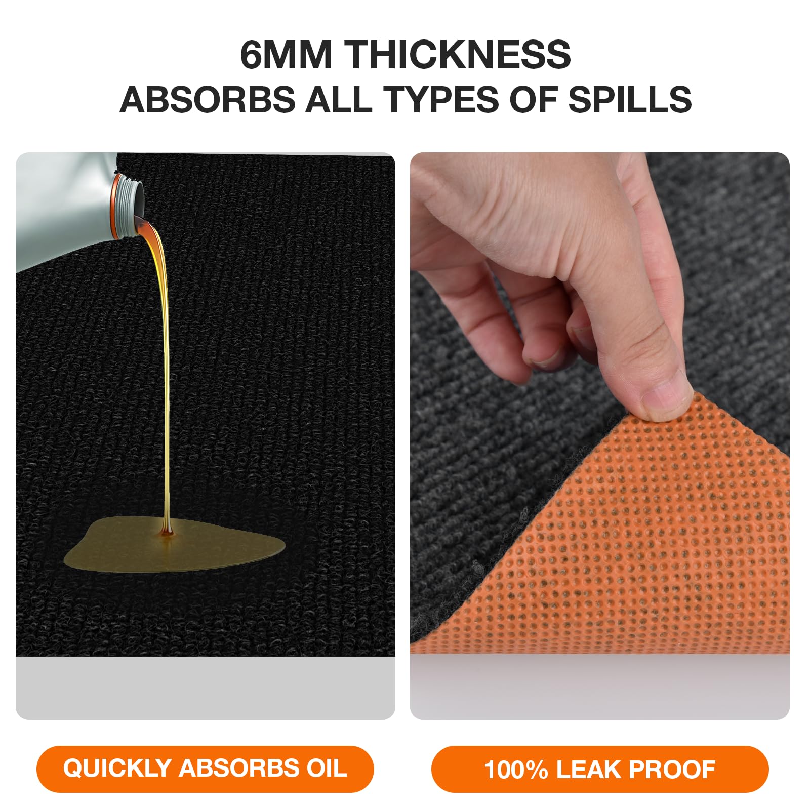 XSTWVM Heavy Duty Oil Resistant Garage Car Bottom Mat Reusable Floor Protector 1 4 Inch Thick Waterproof Rubber — view 5