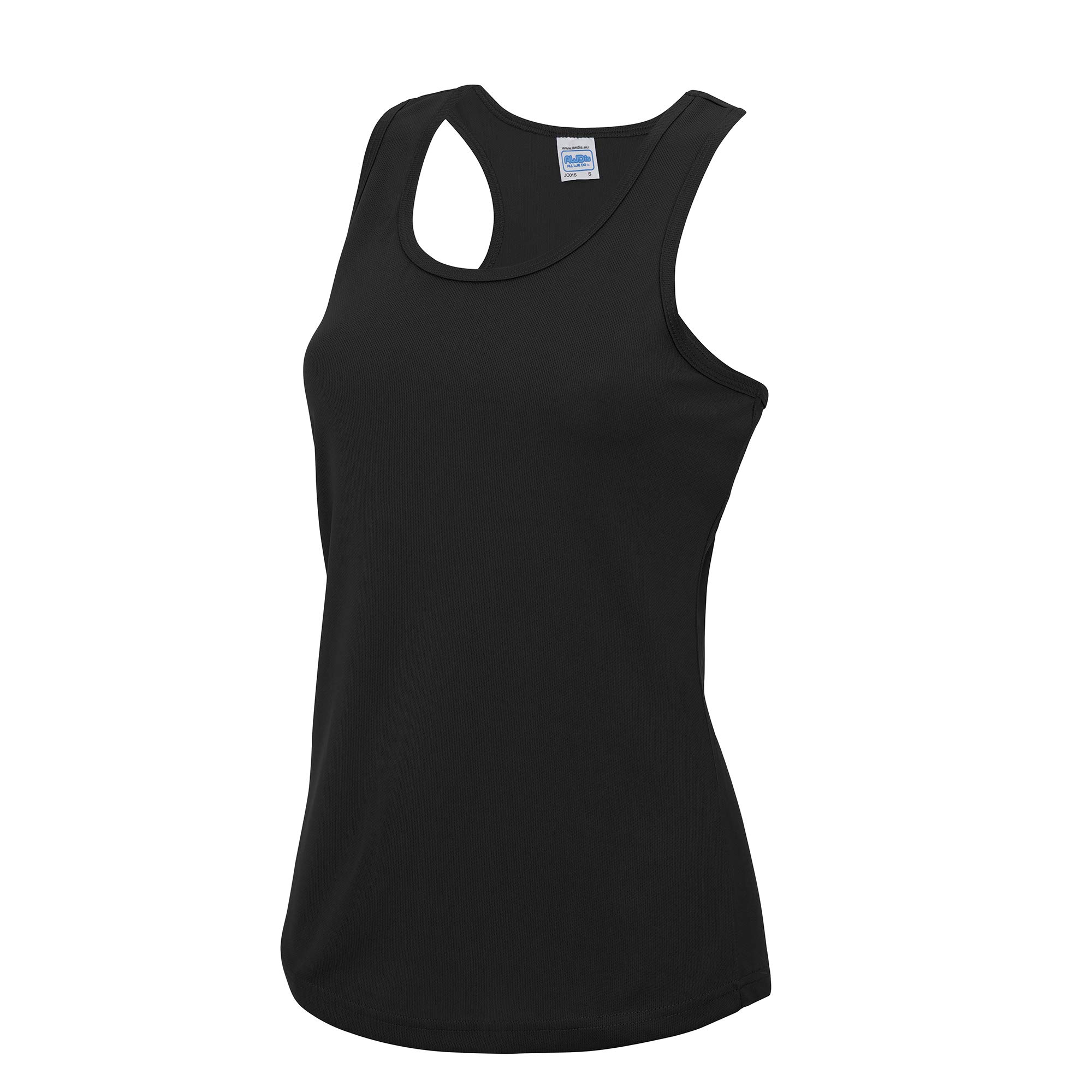 Just Cool Girlie Fit Sports Ladies Vest / Tank Top (XS) (Jet Black)