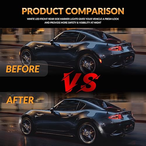 Miniatura 4 de DERMOKA Luces LED de posición laterales para luces de señal de estacionamiento para Mazda MX-5 Miata ND 2016-2023, lente ahumada (parachoques