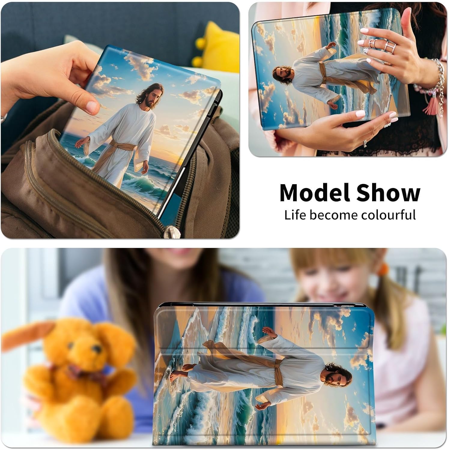 Case for iPad (A16) 11th Generation 11 Inch 2025, for iPad 10th Generation 10.9 inch 2022 - PU Leather Auto Sleep/Wake, Slim Lightweight Protective Cover – Jesus Walking Beach