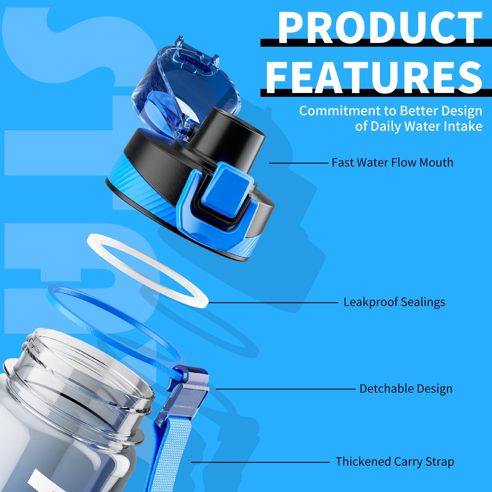 Mevoly Borraccia 1 Litro, Borraccia Palestra con Orari per Bere, Borraccia Sportiva Motivazionale 1L senza BPA, Antigoccia, Trasparente Bottiglia Acqua per Ufficio, Scuola, Trekking Bottle