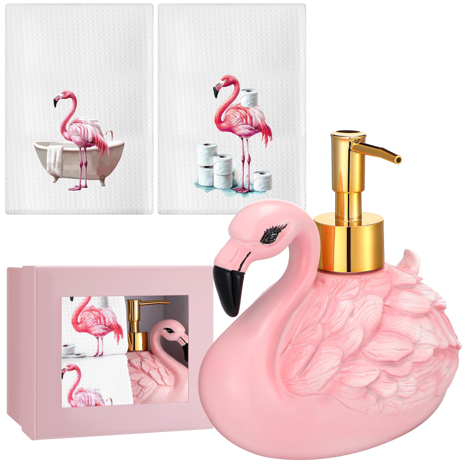 Amazon.com: Teenyyou 4 Pcs Flamingo Soap Dispenser Bathroom