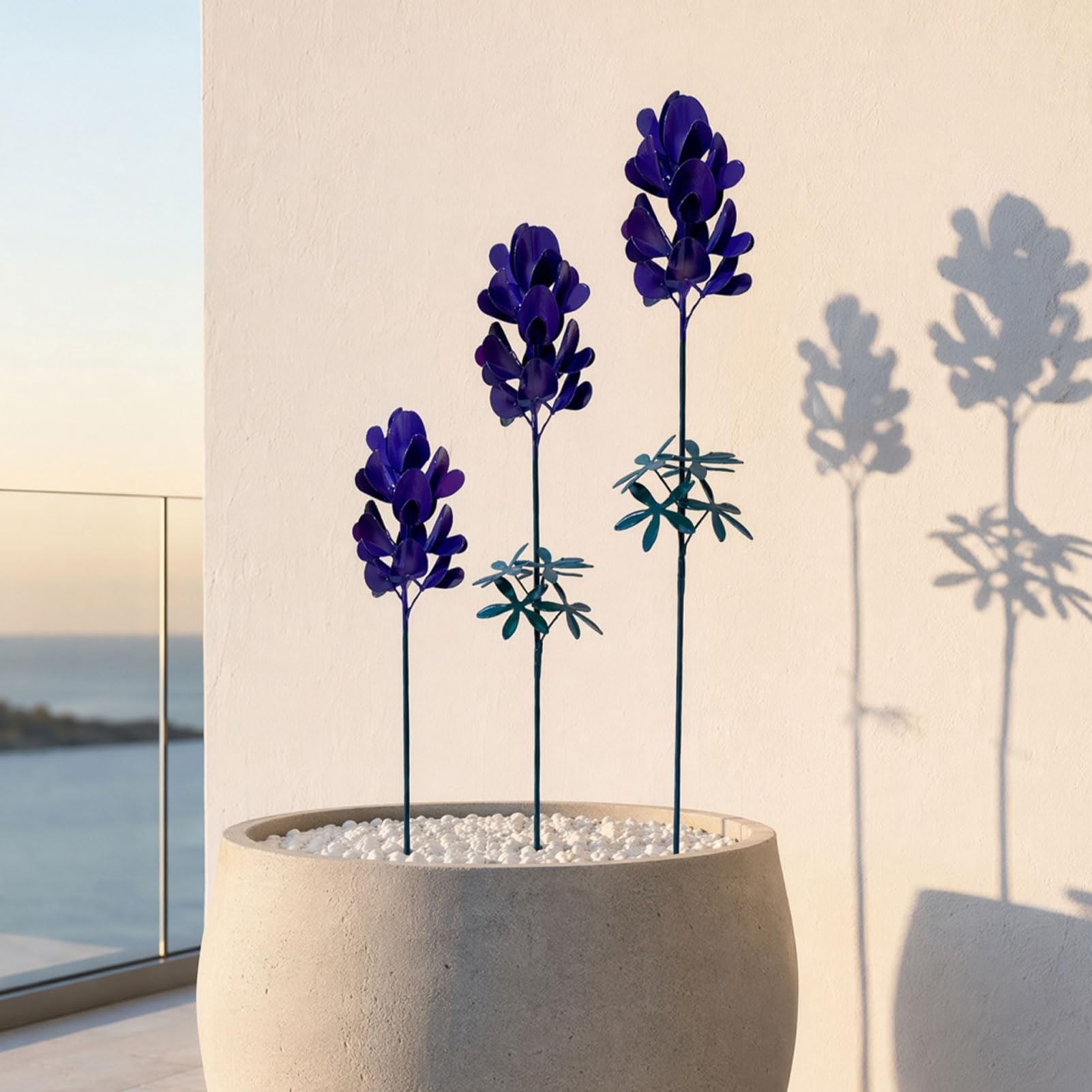 Phalaenopsis Gartenstecker aus Metall, rustikale Blumenskulptur, Hofkunst, 65 cm, dekorativ, skurriles Blumenornament für Rasen