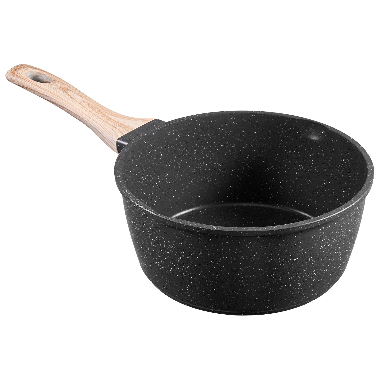 VEVOR Pentola Antiaderente, Grande Capacità 2,37 L con Coperchio in Vetro Temperato, Pentola per Zuppa e Verdure con Manico Rimovibile, per Latte e Verdure in Lega di Alluminio, Nera