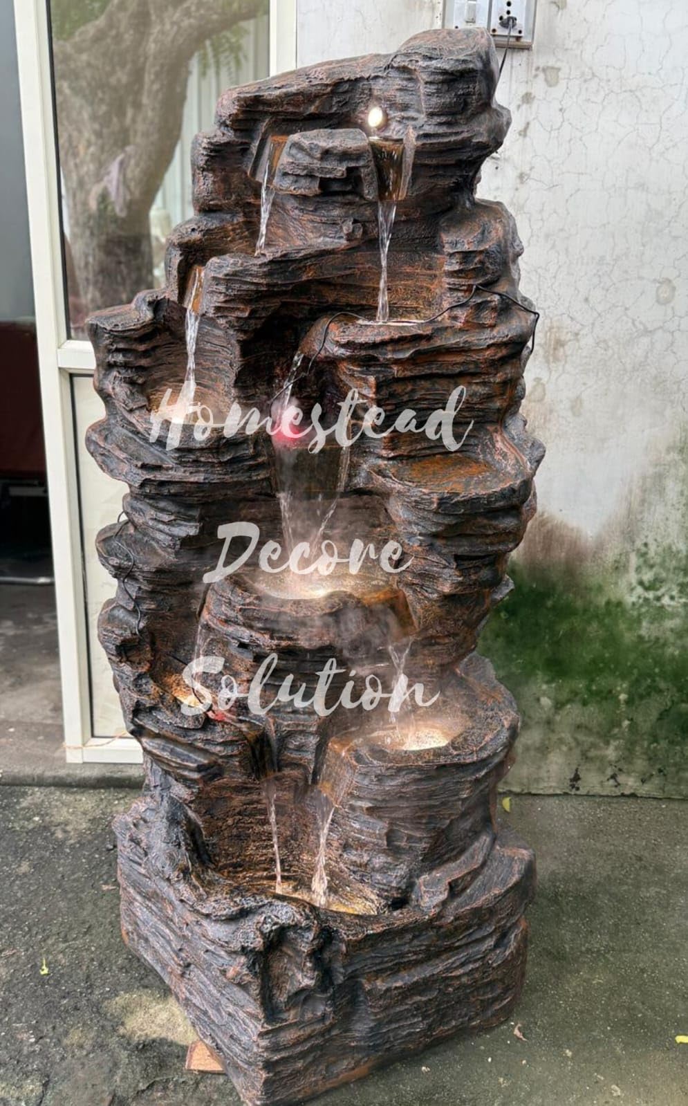 Homestead Decore Solution 5.6 Feet Big Patthar Waterfall Fountain with LED Lights-image-13