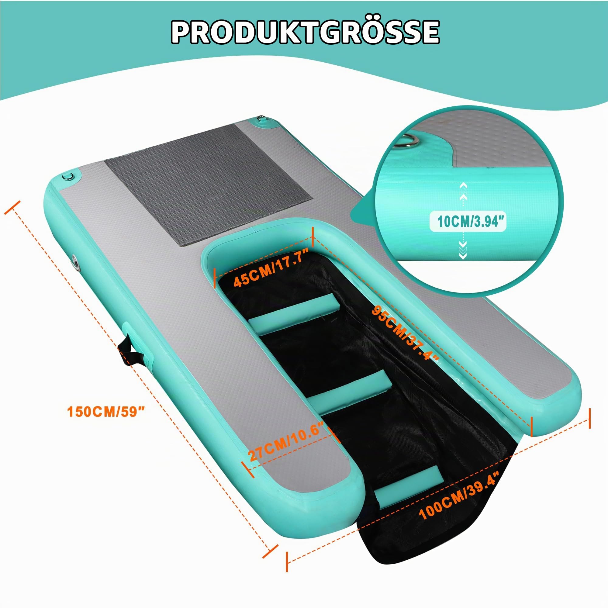 Hunde Wasserrampe,Große Aufblasbare Wasserrampe Pool Leiter100 kg | Extra Große Stufe Breite Welpen-Planke rutschfeste Hundeboot Schwimmende Leitermit für Hunde 100 kg für Pool,Boote,Docks,Seen