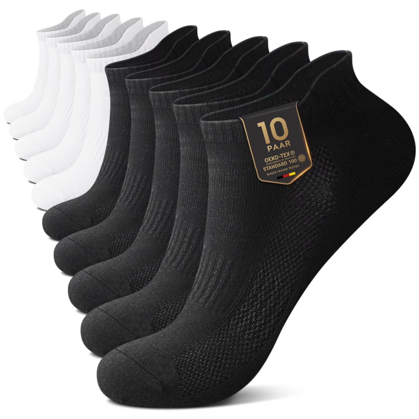 YouShow 10 Paar Sneaker Socken Damen Herren Sportsocken Kurze Atmungsaktiv Knöchelsocken Laufsocken Baumwollsocken Halbsocken