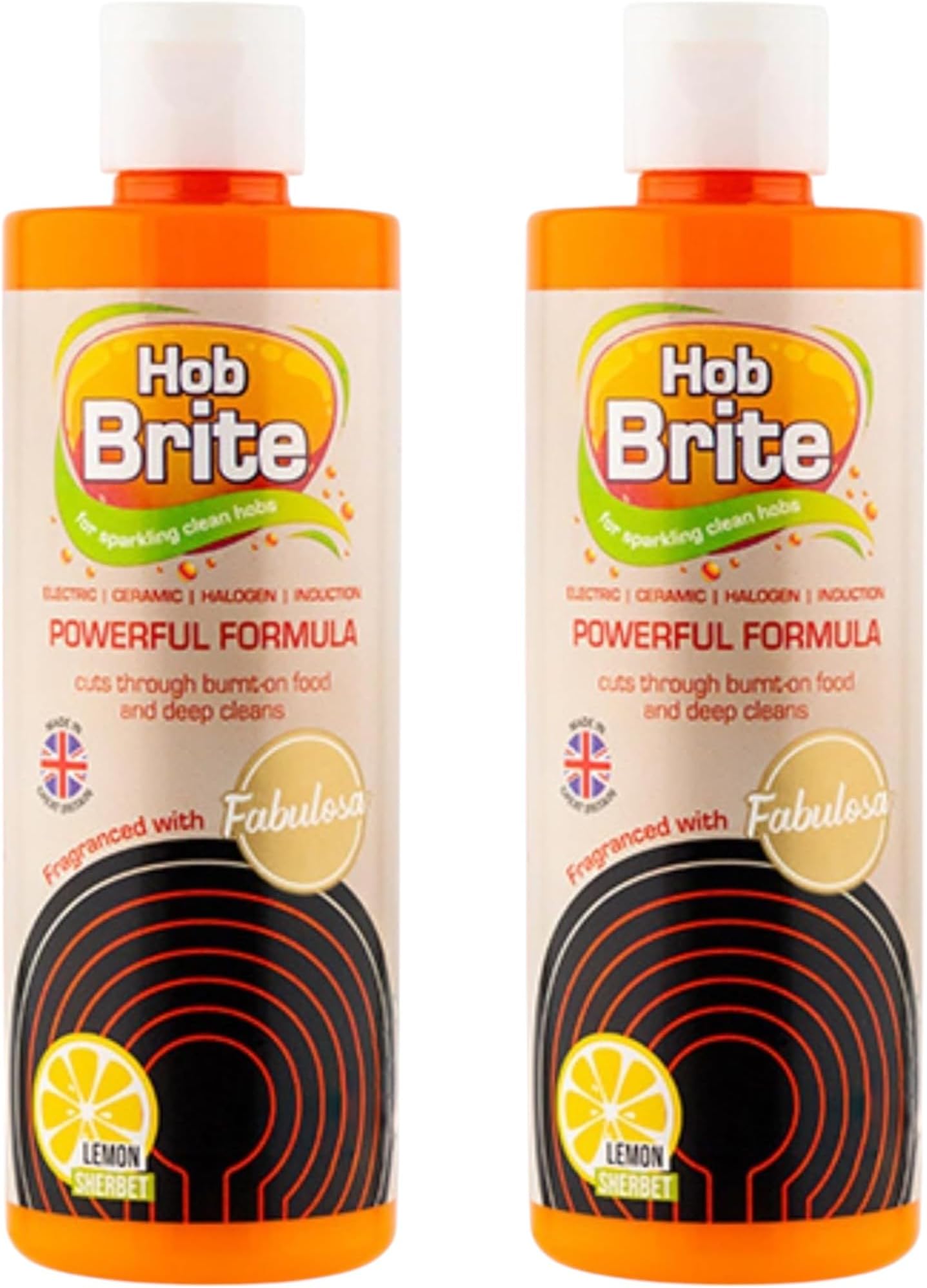 Hob Cleaner Lemon Sherbet (2X 250 ml), A Powerful Cream Formula for Electric, Ceramic, Halogen and Induction Cookers with Degreaser Sponge
